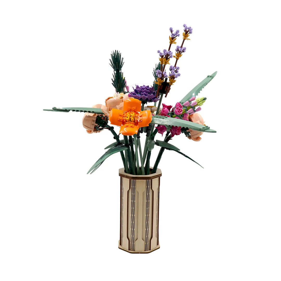 Brickcessories  Birch Wood Hex Vase Kit for LEGO Flowers and Bouquets