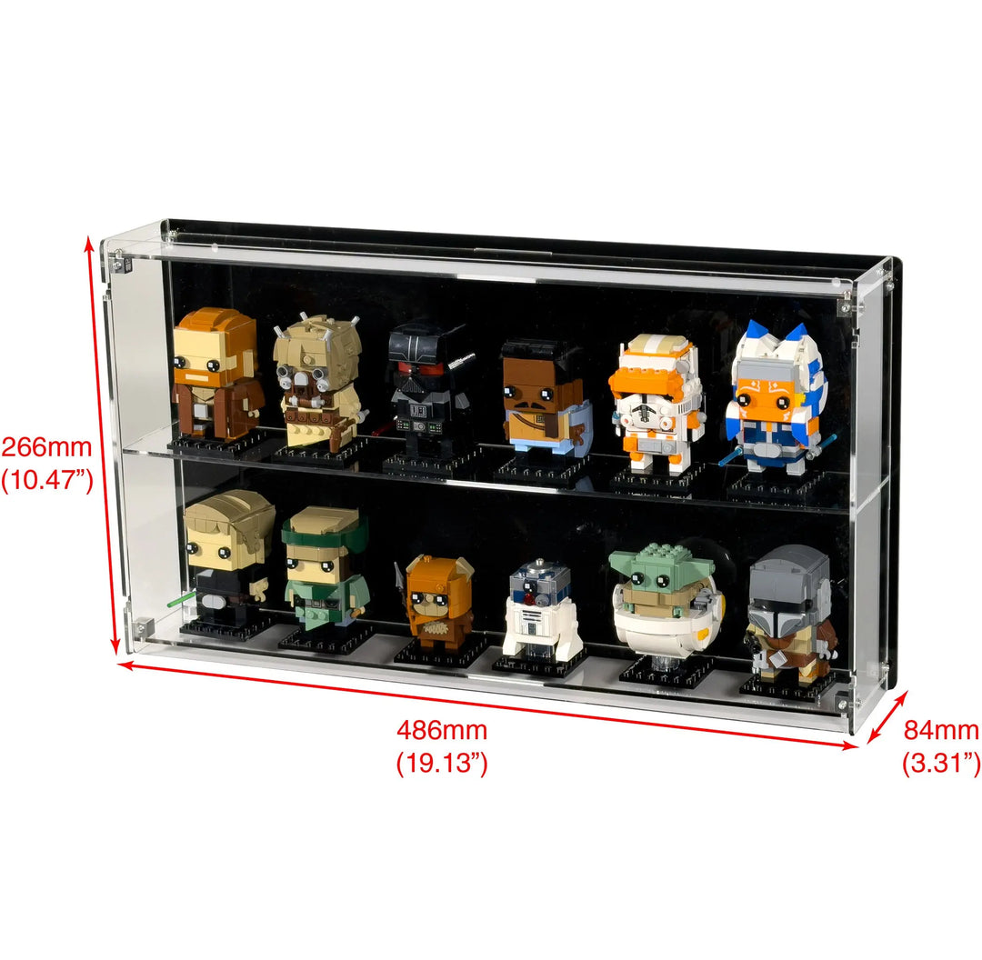 Wall-mount Display Case for LEGO BrickHeadz and Funko Pop! figures