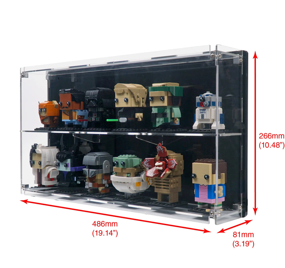 Brickcessories  Wall-mount Display Case for 12 LEGO BrickHeadz and Funko Pop! figures