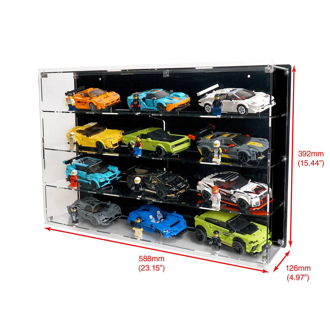 Wall-Mount Display Case for 12 LEGO Speed Champions Cars