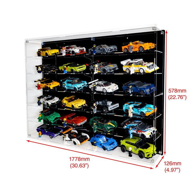 Wall-Mount Display Case for 24 LEGO Speed Champions Cars