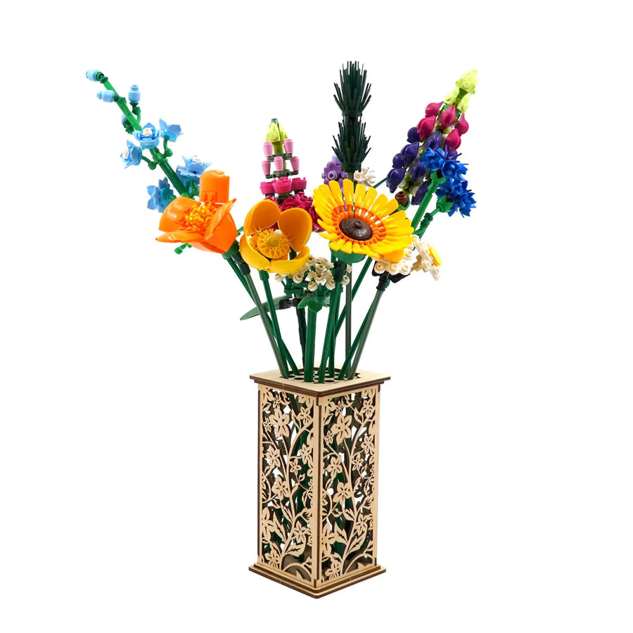 Brickcessories  Designer Wood Vase for LEGO Flowers and Bouquets - Floral