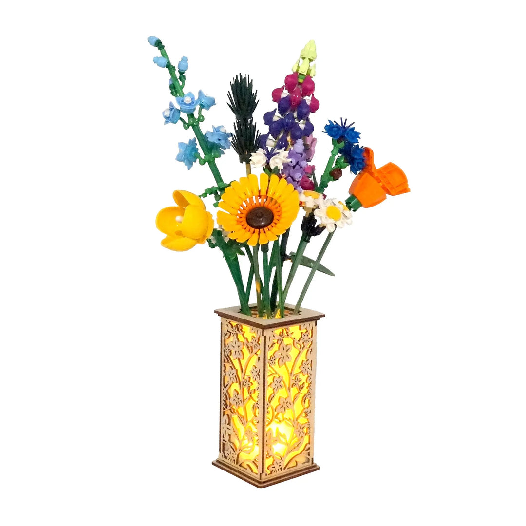 Brickcessories  Designer Wood Vase for LEGO Flowers and Bouquets - Floral