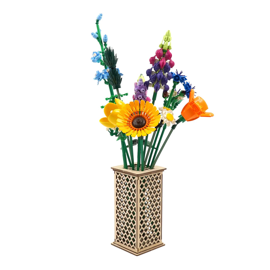 Brickcessories  Designer Wood Vase for LEGO Flowers and Bouquets - Moroccan Tile