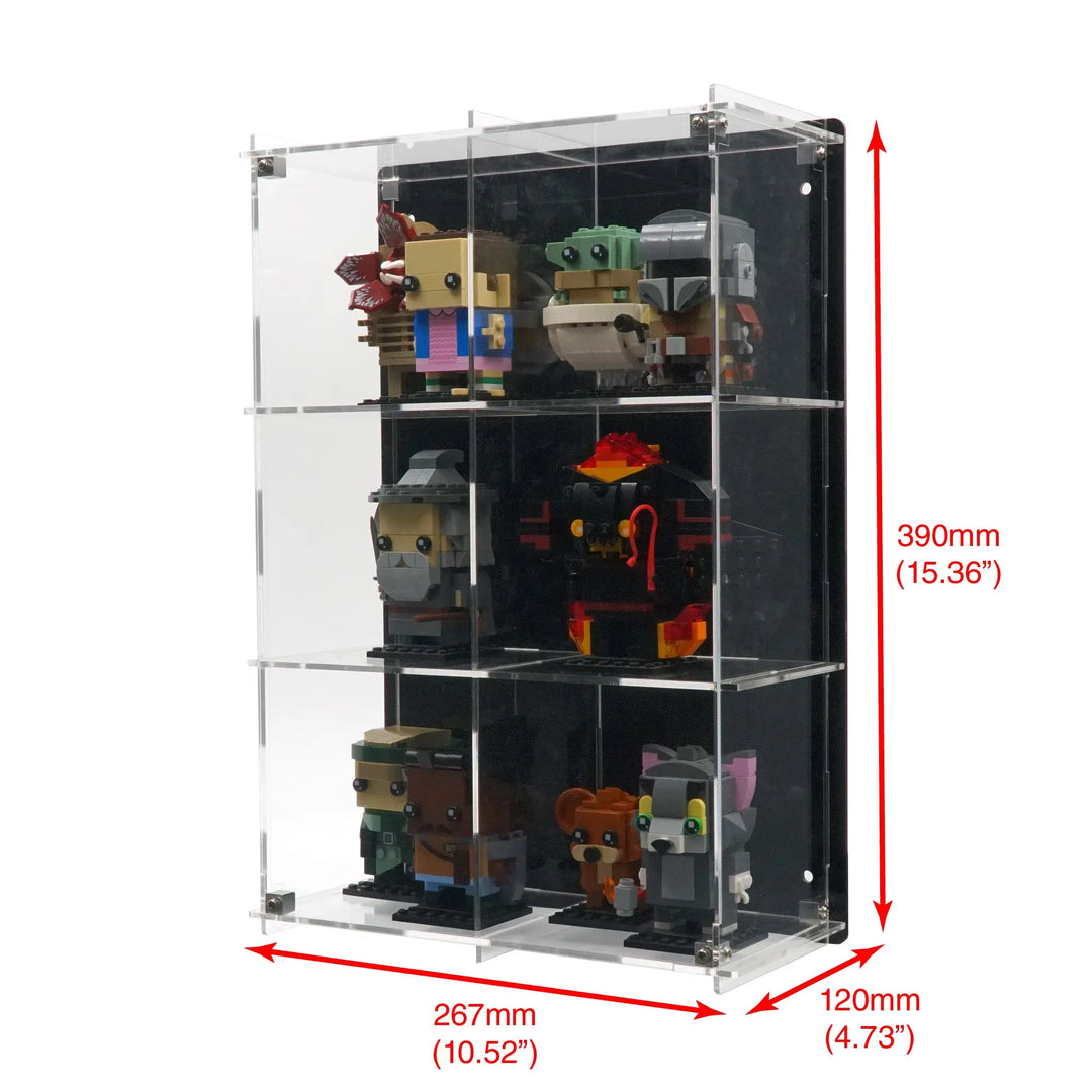Brickcessories  Vertical Wall-Mount Display Case for 12 Brickheadz