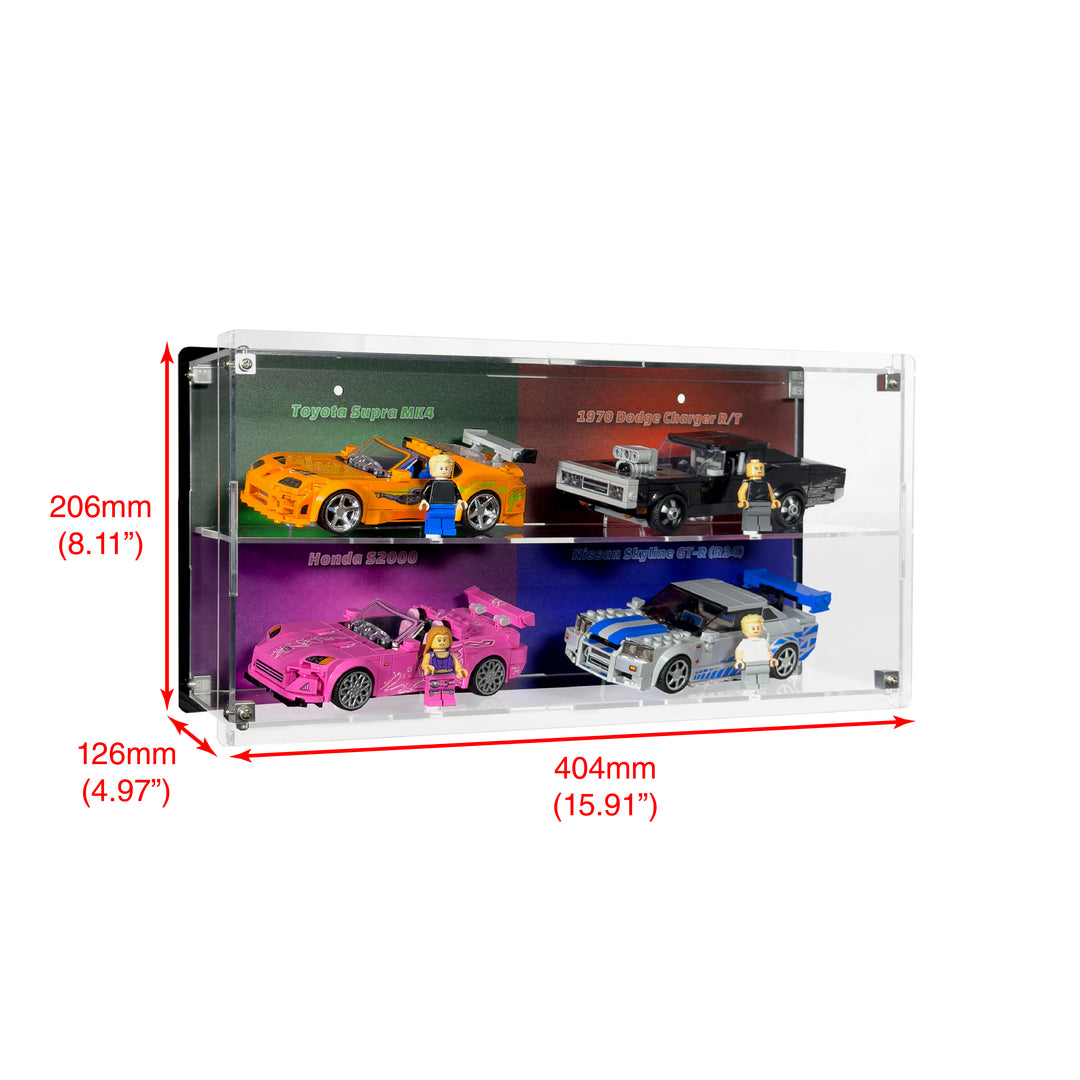 Wall-Mount Display Case for LEGO Speed Champions Cars Fast & Furious 25th Anniversary