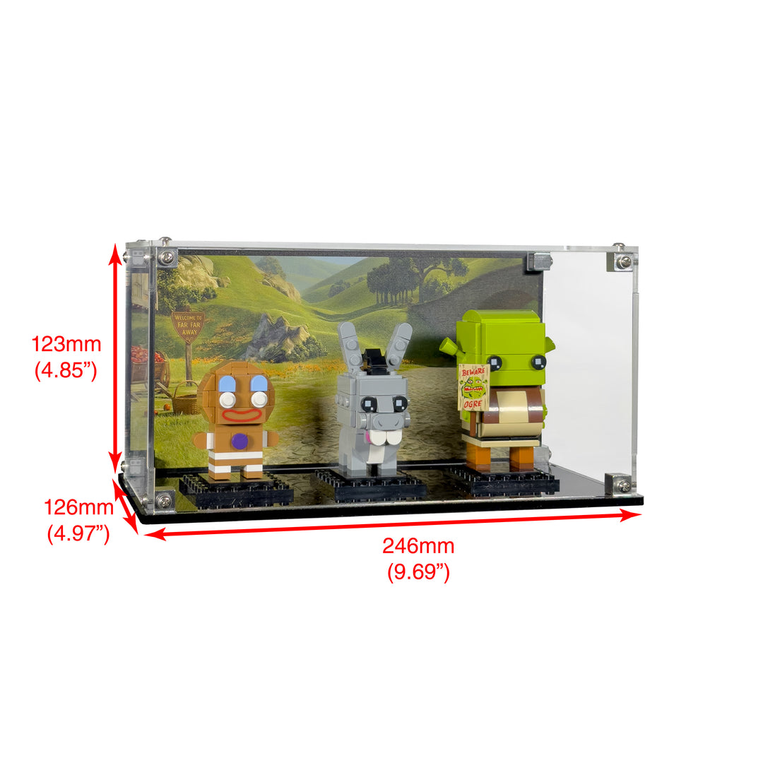 Display Case for LEGO BrickHeadz Shrek, Donkey & Gingy Figures (40923)
