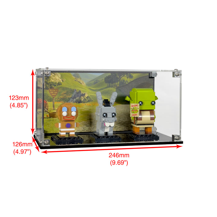 Display Case for LEGO BrickHeadz Shrek, Donkey & Gingy Figures (40923)