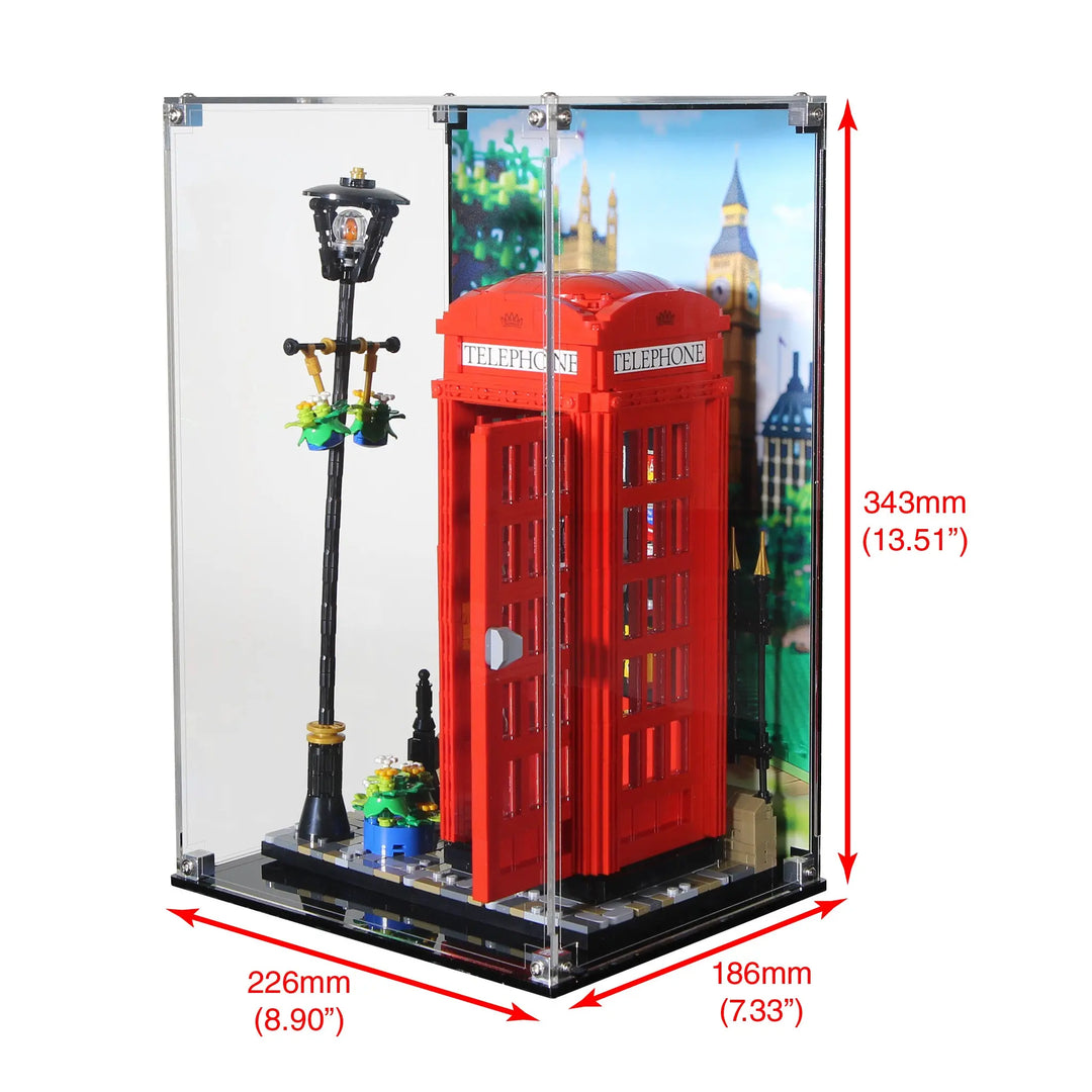 Brickcessories  Display Case for 21347 - Red London Telephone Box
