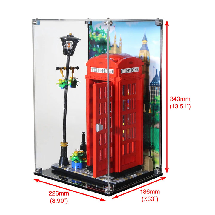 Brickcessories  Display Case for 21347 - Red London Telephone Box