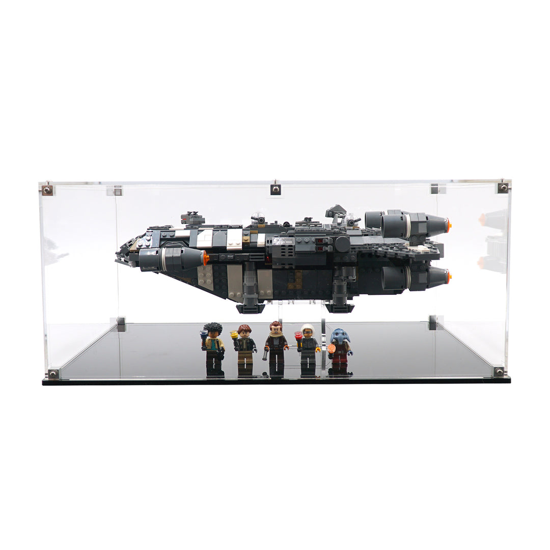 LEGO Onyx Cinder in a Star Wars display case. 