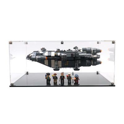 LEGO Onyx Cinder in a Star Wars display case. 