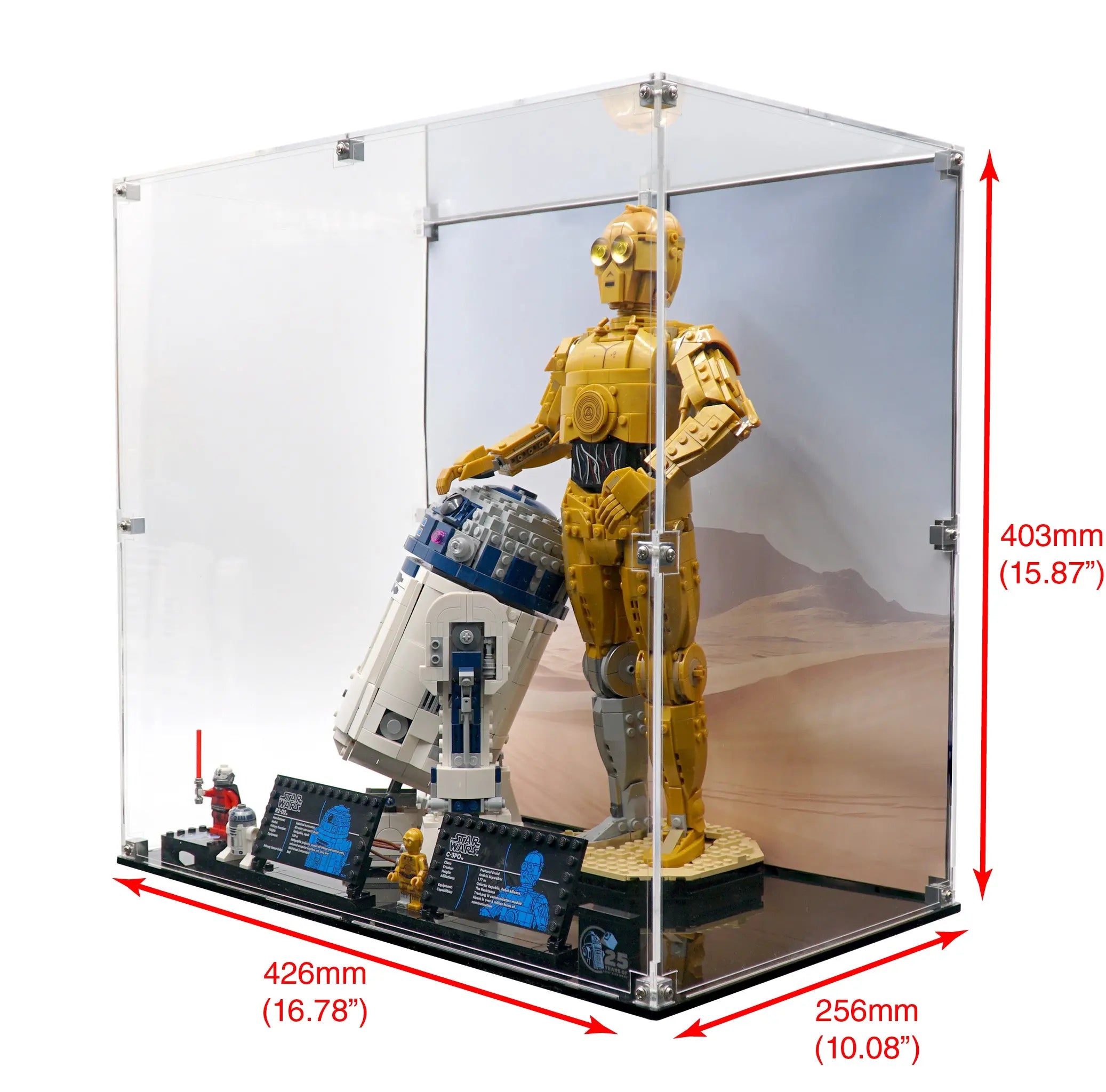 Display Case for LEGO 75398 and 75379 C-3PO and R2-D2 | Brickcessories