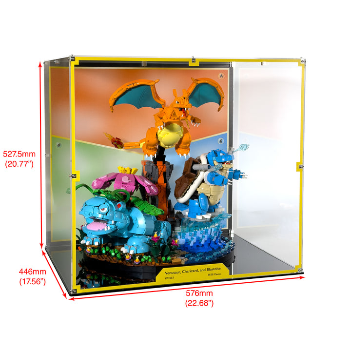 Display Case for LEGO Pokémon Venusaur, Charizard, and Blastoise (72153)