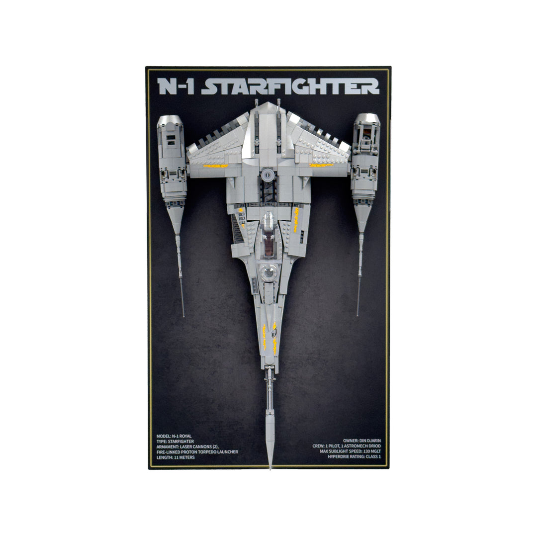 Wall-Mount Display Stand with Background Art for LEGO Star Wars The Mandalorian's N-1 Starfighter UCS (75442)
