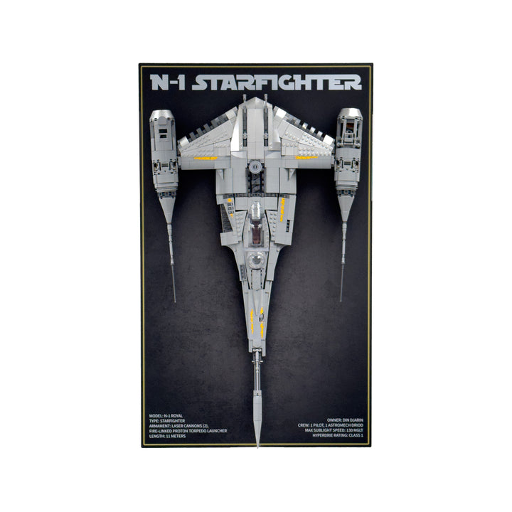 Wall-Mount Display Stand with Background Art for LEGO Star Wars The Mandalorian's N-1 Starfighter UCS (75442)