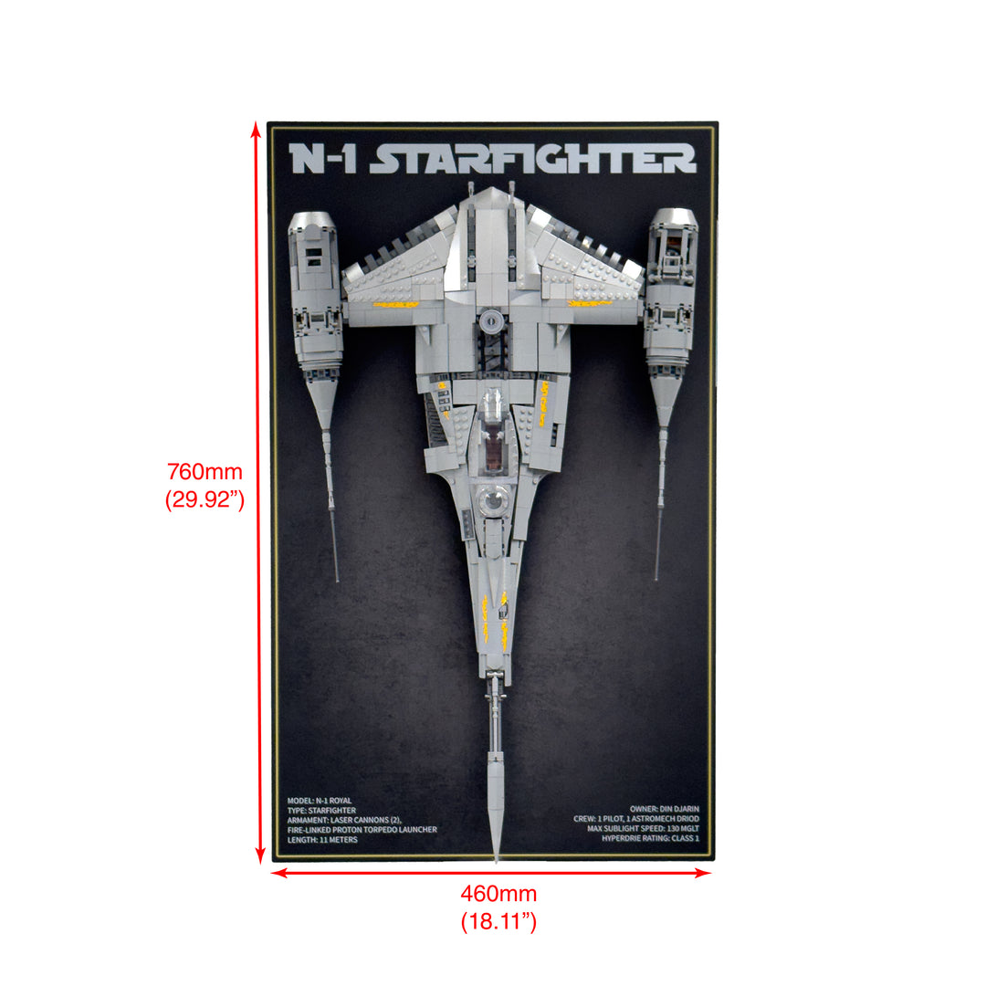 Wall-Mount Display Stand with Background Art for LEGO Star Wars The Mandalorian's N-1 Starfighter UCS (75442)