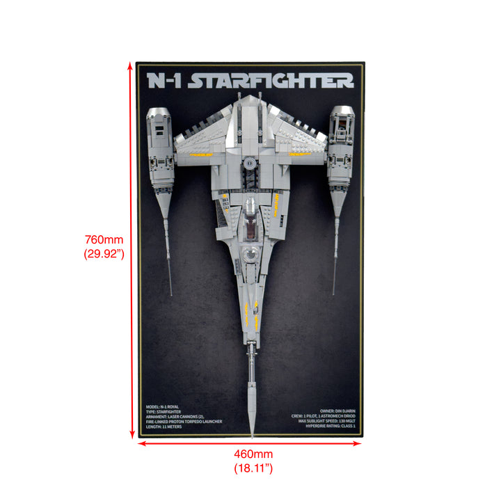 Wall-Mount Display Stand with Background Art for LEGO Star Wars The Mandalorian's N-1 Starfighter UCS (75442)
