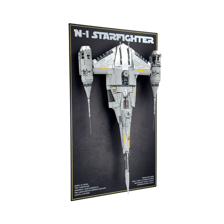 Wall-Mount Display Stand with Background Art for LEGO Star Wars The Mandalorian's N-1 Starfighter UCS (75442)